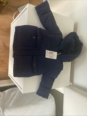 Kids Navy Hooded Puffer Jacket